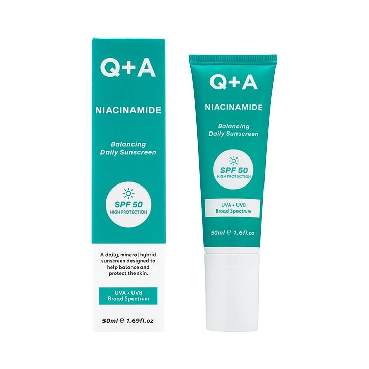 Q+A Peptide SPF50 Anti-Ageing Daily Facial Sunscreen 50ml GOODS Holland&Barrett Niacinamide