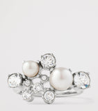 Givenchy Crystal Pearl Ring in silver tone - British product