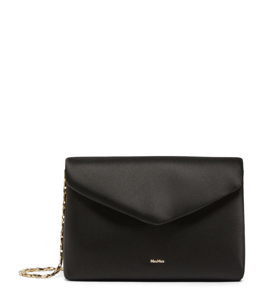 Max Mara satin clutch bag with chain strap, UK version