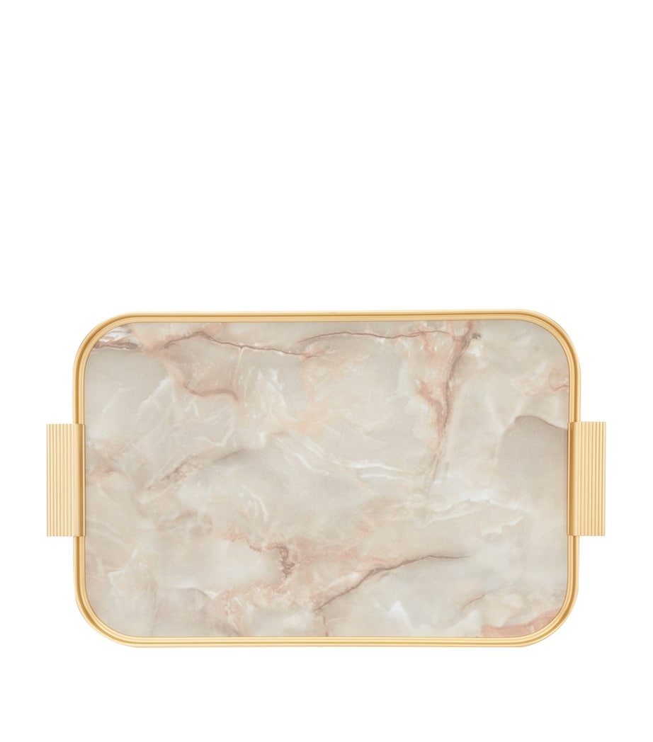 Kaymet anodised aluminium ribbed carry tray with white marble design, UK version