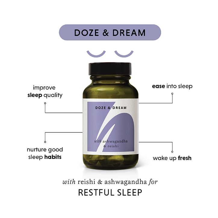 The Herbtender DOZE & DREAM with Reishi and Ashwagandha 60 Vegan Capsules GOODS Holland&Barrett