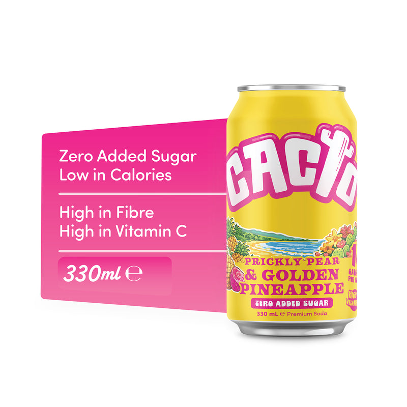 Cacto soda prickly pear and pineapple 330ml, UK version