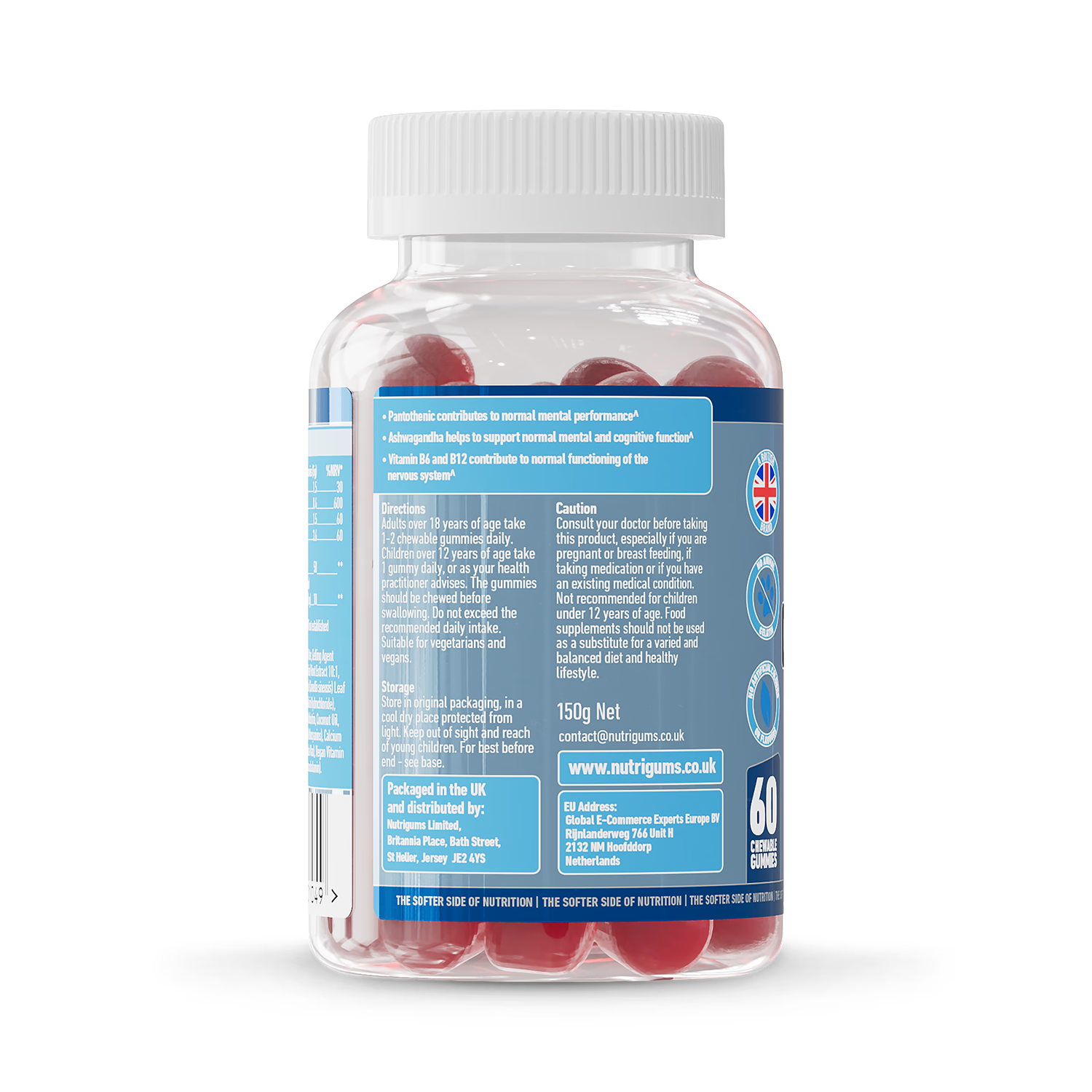 Nutrigums mind focus complex gummies 60 count, imported from the UK