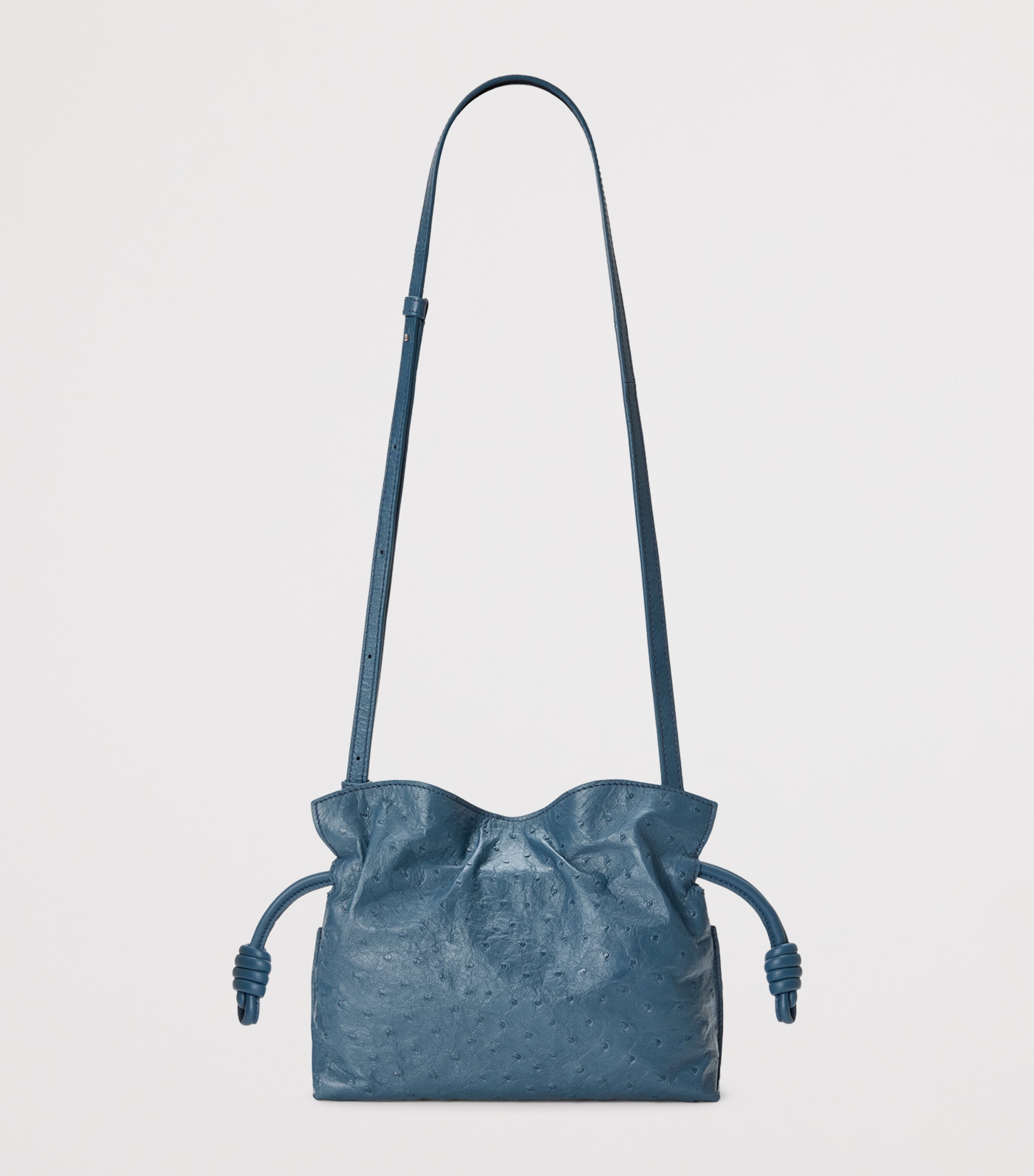 LOEWE Mini Flamenco clutch bag in ostrich leather, imported from the UK