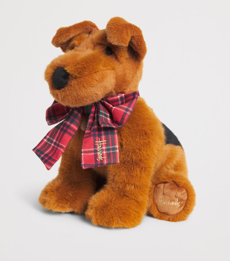 Harrods Tartan-Bow Terrier plush toy 26cm - British product