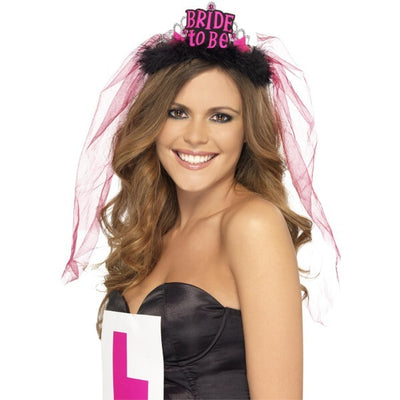Superdrug Smiffys Bride To Be Tiara with Veil, Black- Buy online at McGrocer