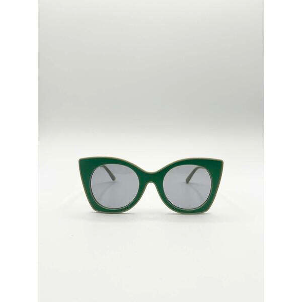 SVNX oversized cat-eye sunglasses in green, UK version