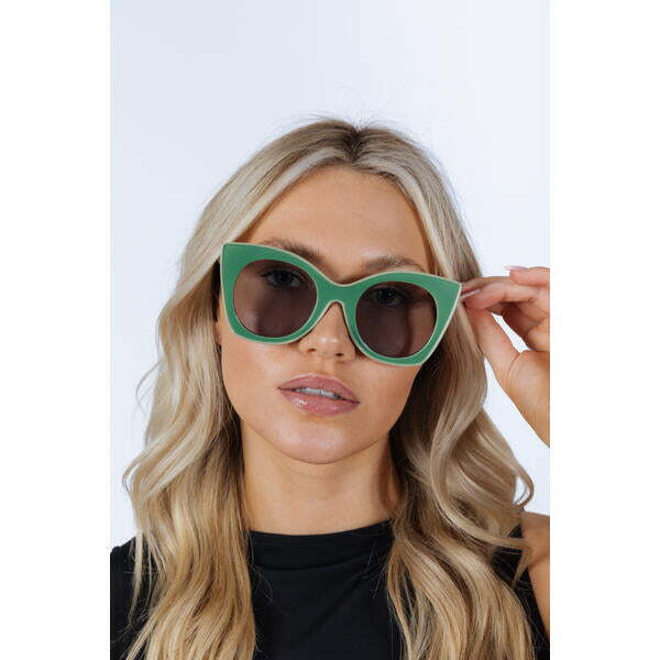 SVNX oversized cat-eye sunglasses in green, UK version