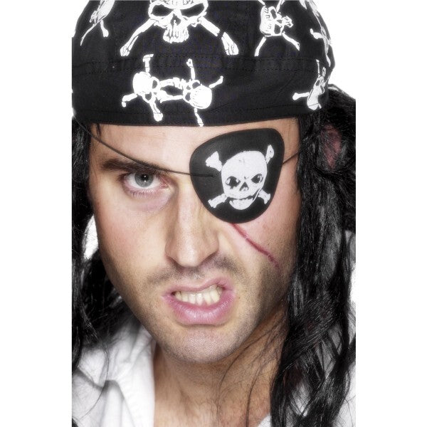 Smiffys pirate eyepatch with skull and crossbones, UK version