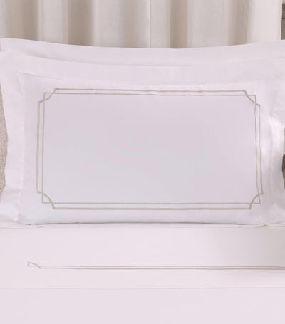 Harrods Frette Cotton Layering Embroidery Oxford Pillowcase (51cm x 71cm)- Buy online at McGrocer