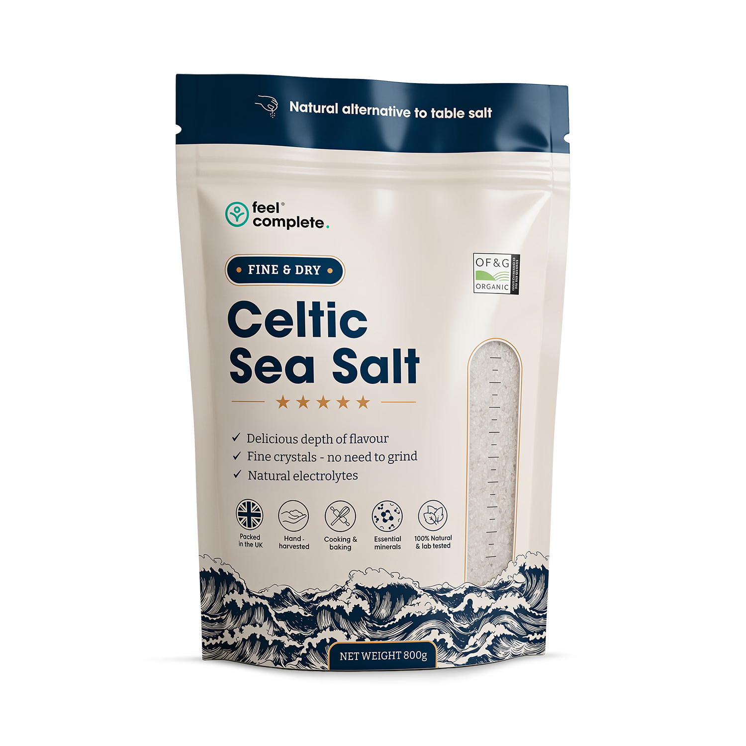 Feel Complete Celtic Sea Salt fine dry 800g - British product