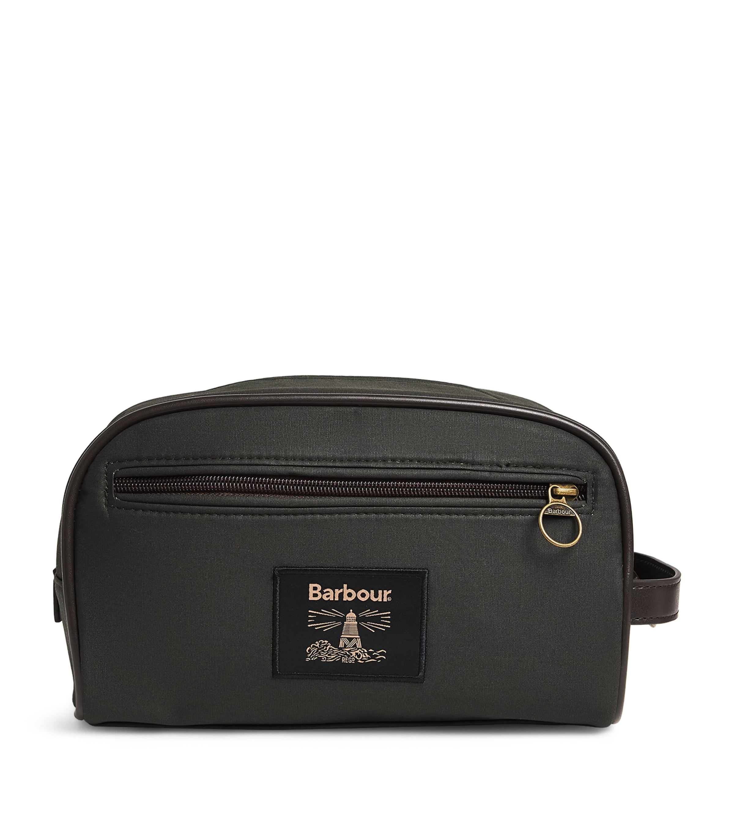 Barbour wax-coated wash bag - British product