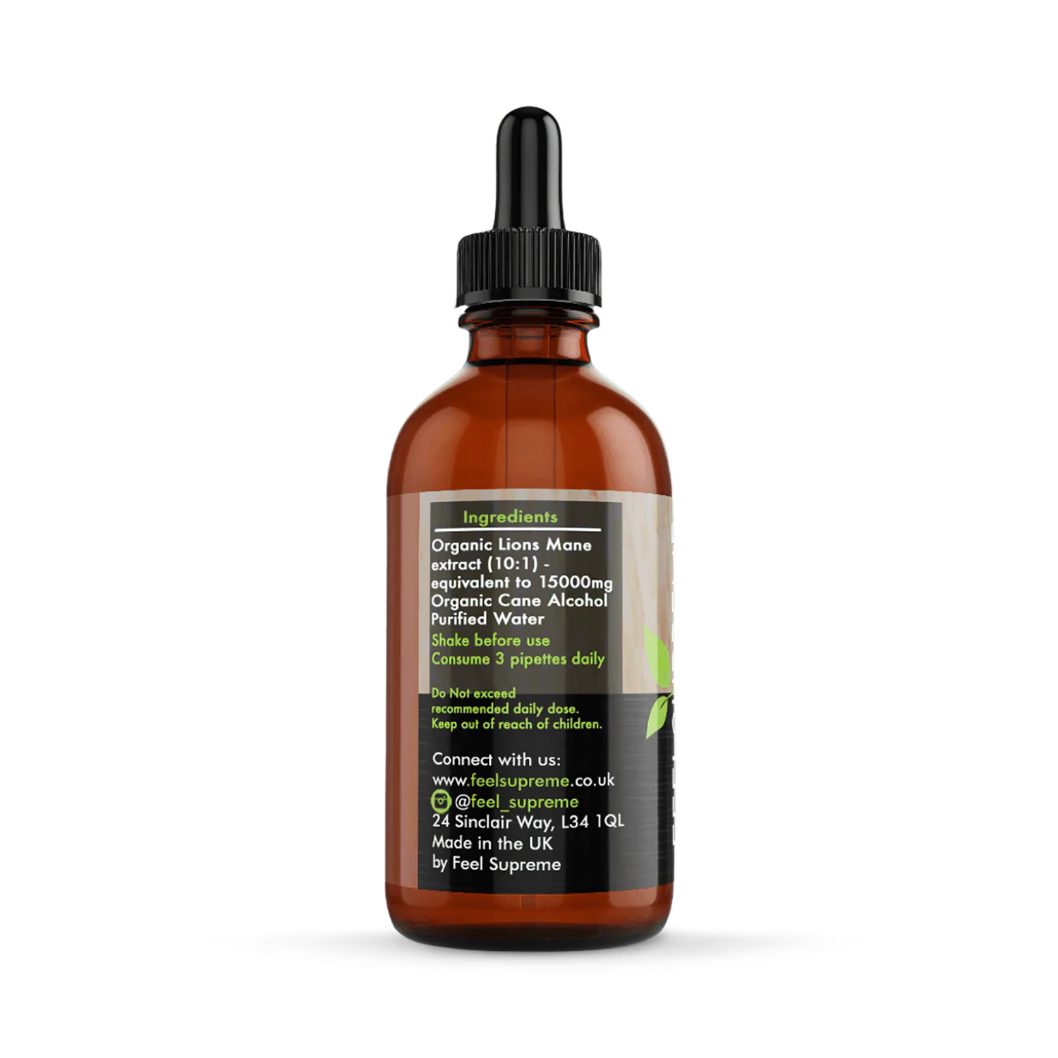 Lion's Mane mushroom liquid supplement dual extract 60ml, UK version