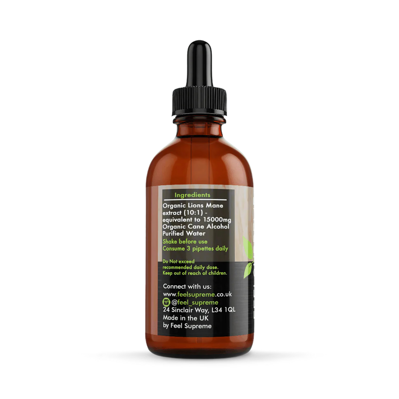 Lion's Mane mushroom liquid supplement dual extract 60ml, UK version