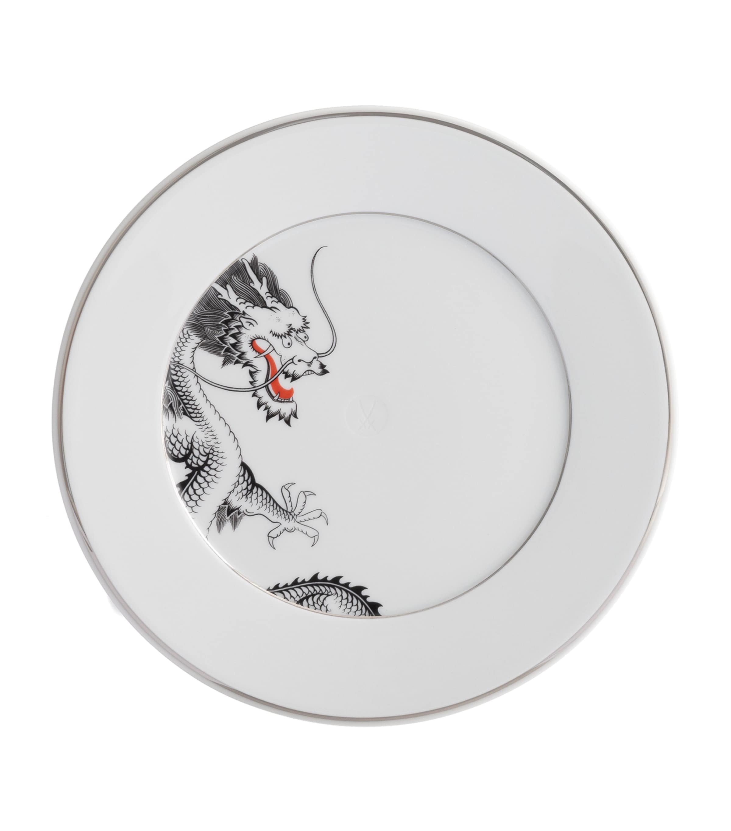 Meissen porcelain platinum lucky dragon dessert plate 22cm, imported from the UK