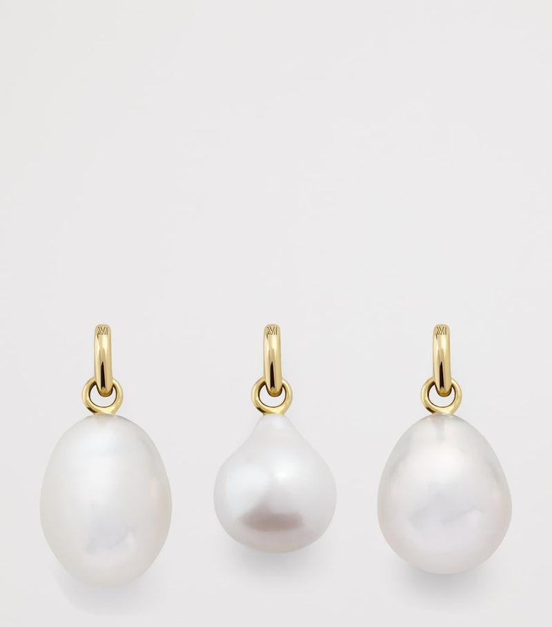 Monica Vinader yellow gold baroque pearl pendant - British product