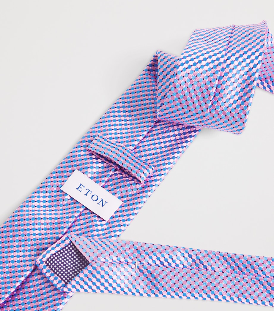 Eton silk tie with geometric pattern, imported from the UK