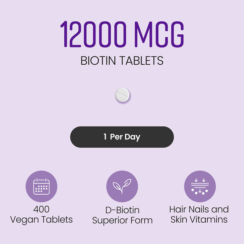 VitaBright biotin supplement 12,000 mcg 400 tablets (British brand)