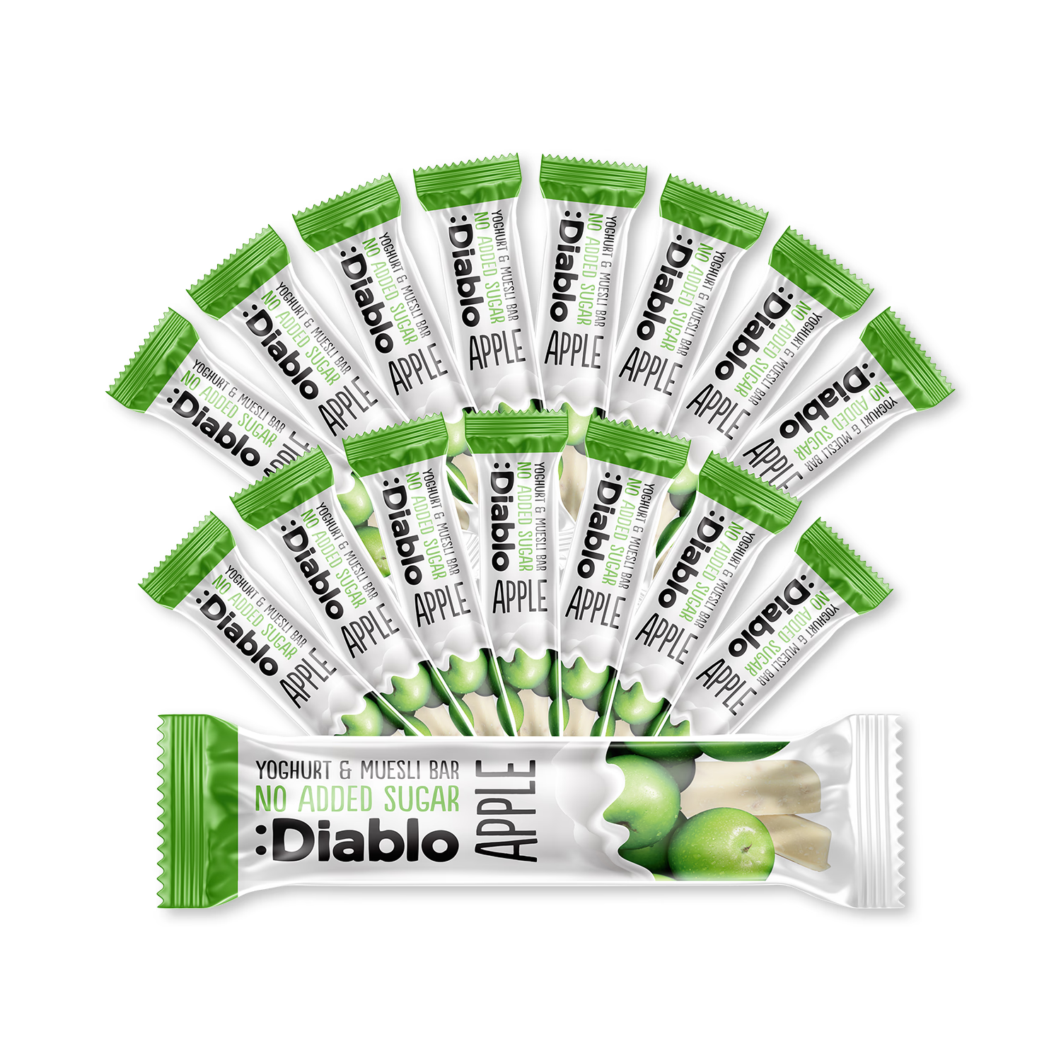 Diablo no added sugar yoghurt muesli bar apple 30g pack, UK version