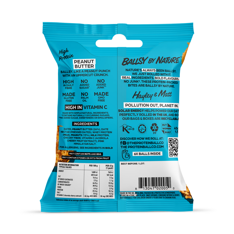 Ballsy high protein peanut butter balls multipack 3x45g (British brand)