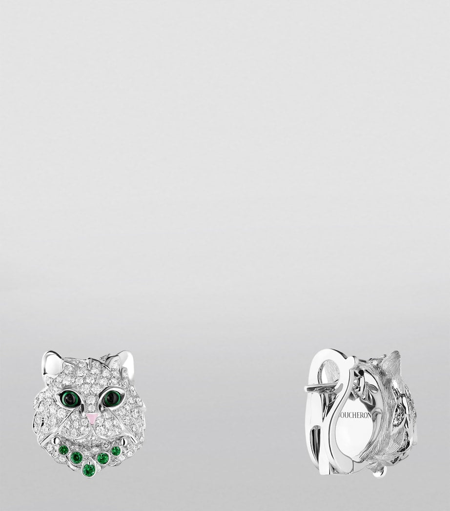 Boucheron Wladimir cat earrings with diamonds and tsavorite (British brand)