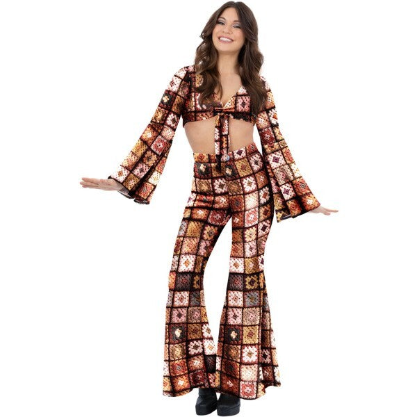 Fever 60s vintage crochet costume with top and flares - British product