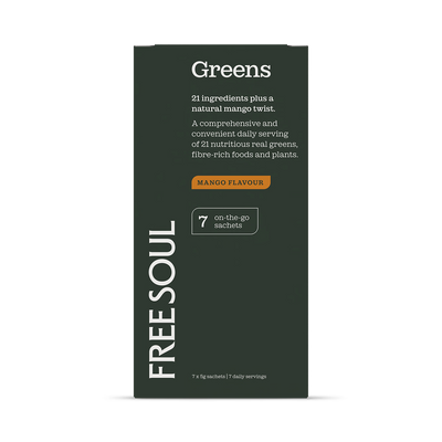 Holland & Barrett Free Soul Greens Superfood Blend Mango 7 Sachets- Buy online at McGrocer