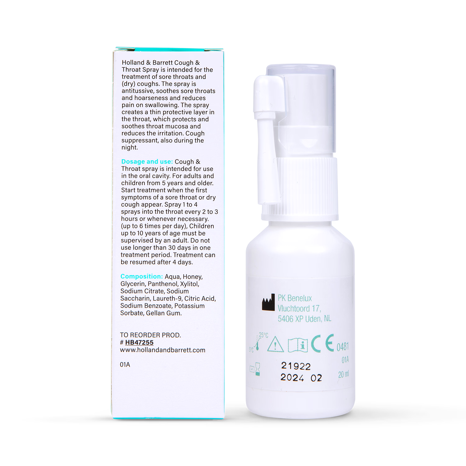 Holland & Barrett Cough Throat Spray 20ml, UK version
