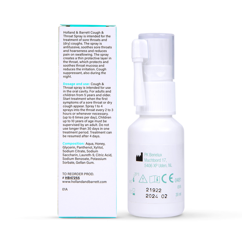 Holland & Barrett Cough Throat Spray 20ml, UK version