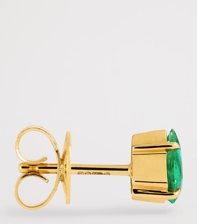 ZLEE yellow gold and emerald kite stud earrings - British product