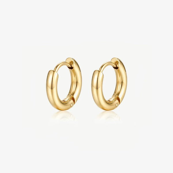 MUCHV gold solid hoop earrings 12mm - British product