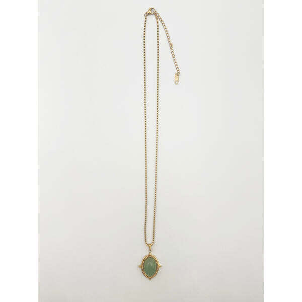 SVNX green stone pendant necklace stainless steel gold imported from the UK