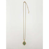 SVNX green stone pendant necklace stainless steel gold imported from the UK