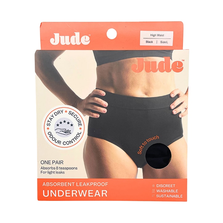 Jude Absorbent Leak Proof Underwear, Black, High Waist, Size Large GOODS Holland&Barrett