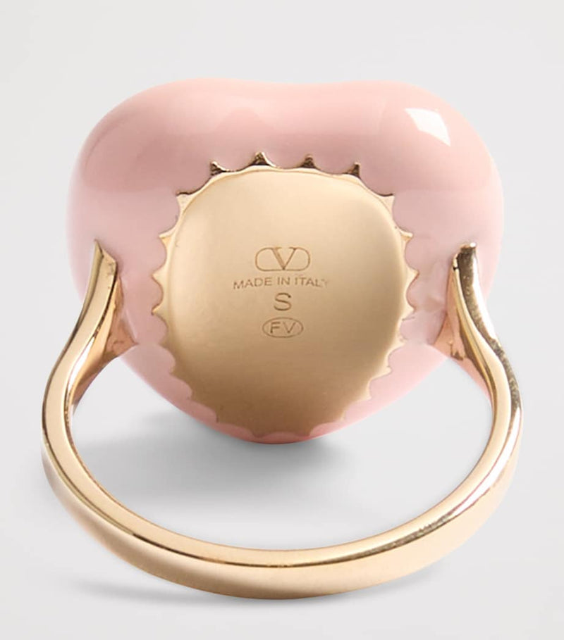 Valentino Garavani enamel heart ring gold-tone (British brand)