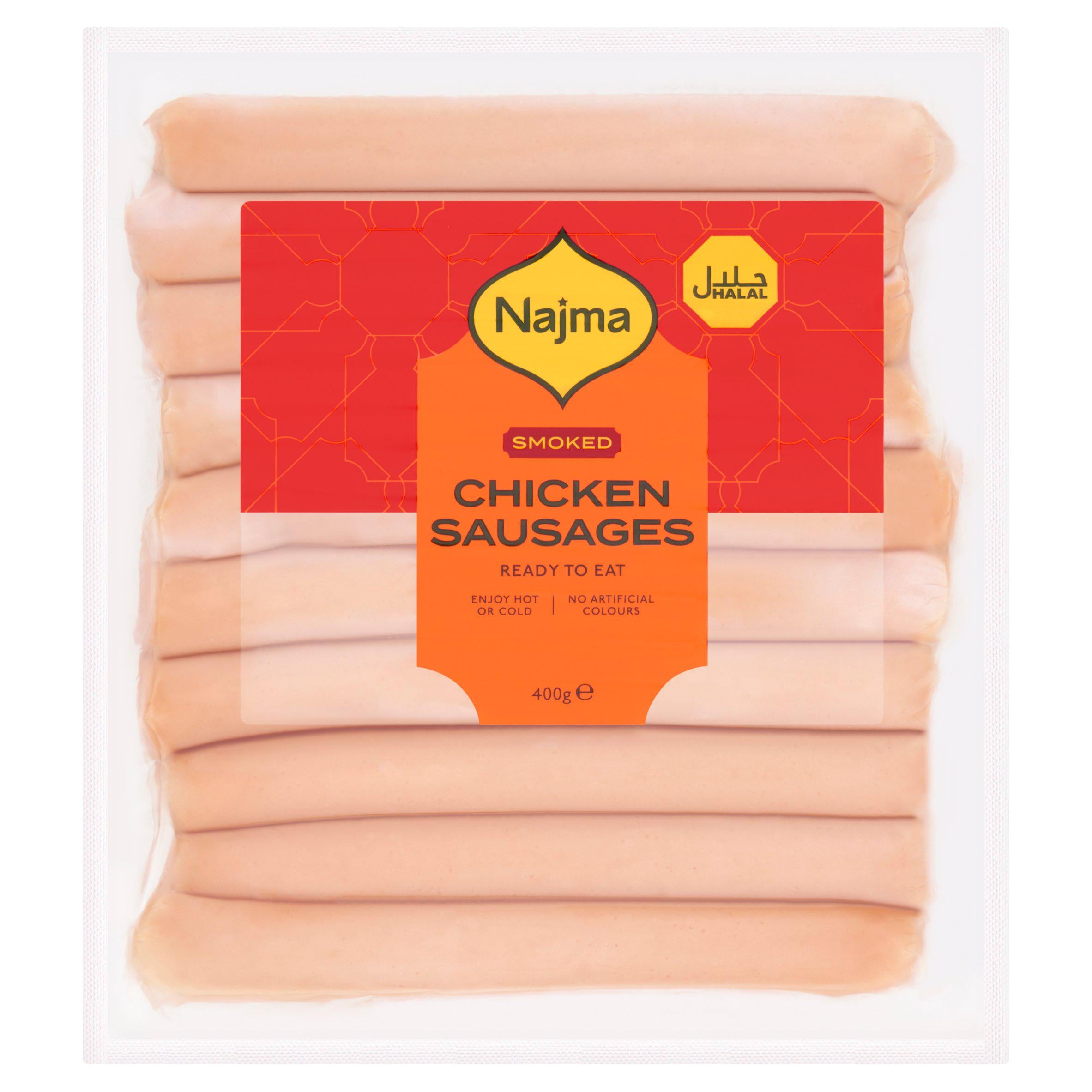 Najma Halal Chicken Sausages Smoked 400g GOODS Sainsburys   