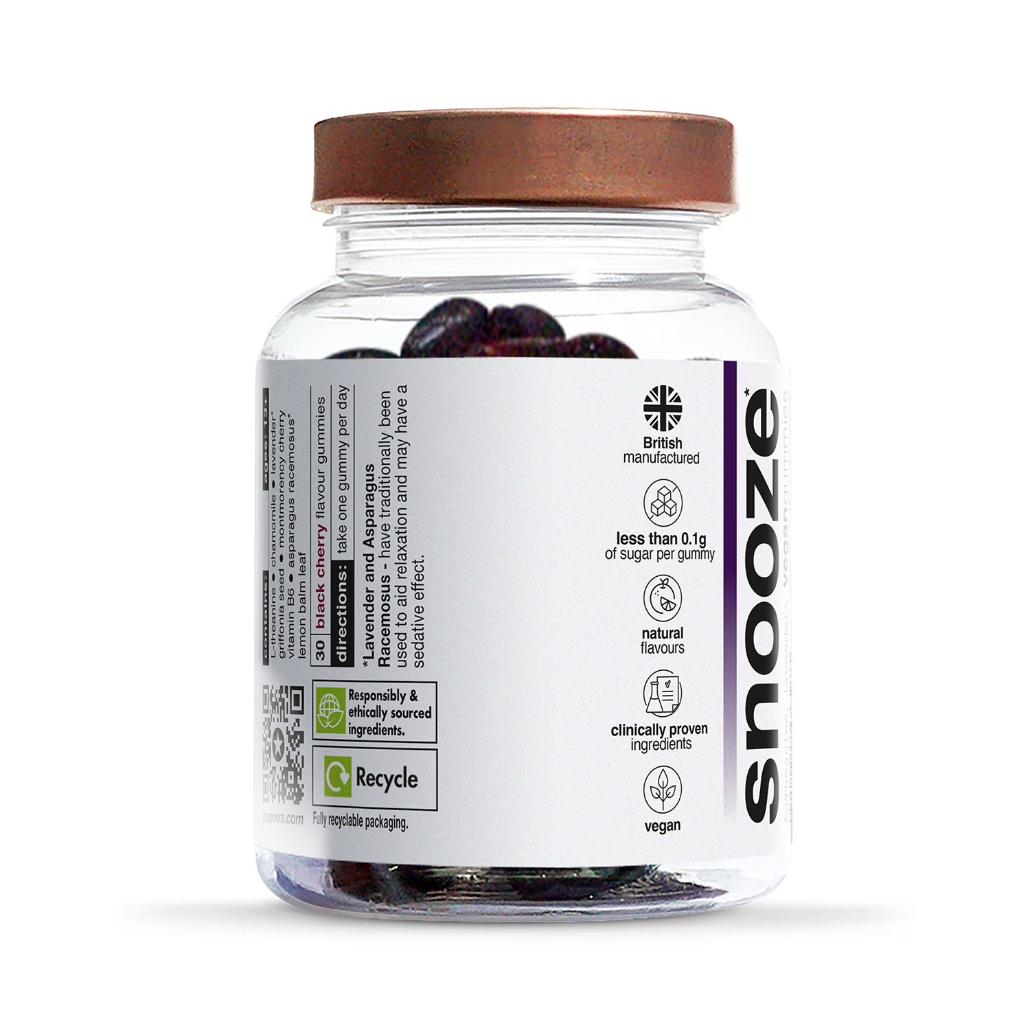 Starpowa Snooze black cherry gummies 30 pack (British brand)