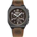 Timberland men's Mackinac watch black leather strap stainless steel (British brand)