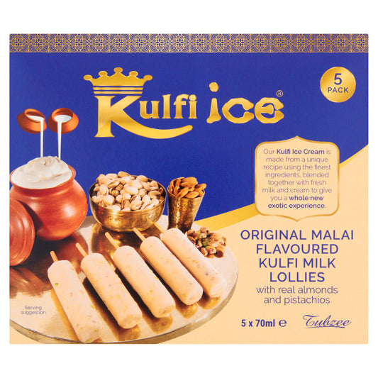 Kulfi Ice Original Malai Flavoured Kulfi Milk Ice Lollies with Real Almonds & Pistachios 5x70ml GOODS Sainsburys   