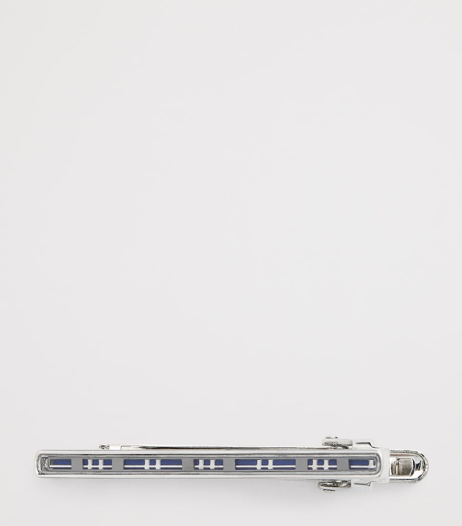 Tateossian sterling silver tie clip with check motif, imported from the UK
