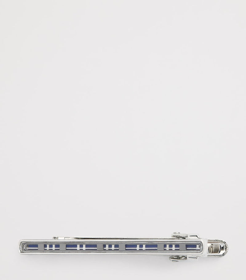Tateossian sterling silver tie clip with check motif, imported from the UK