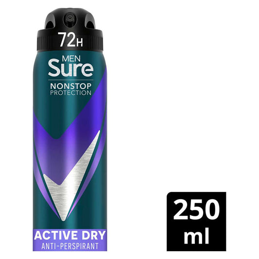 Sure Men Active Dry Nonstop Protection Anti-perspirant Deodorant Aerosol 250ml GOODS Boots   