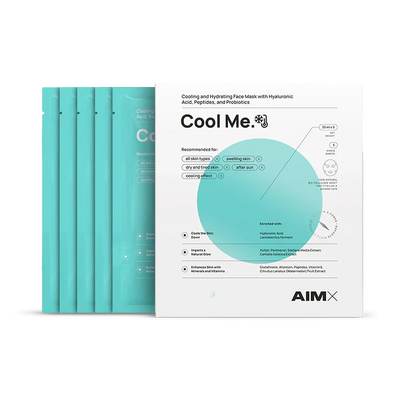Holland & Barrett AimX Cool Me Hydrating and Cooling Face Mask with Probiotics Sheet Face Mask, 5 Sheets x 25ml- Buy online at McGrocer