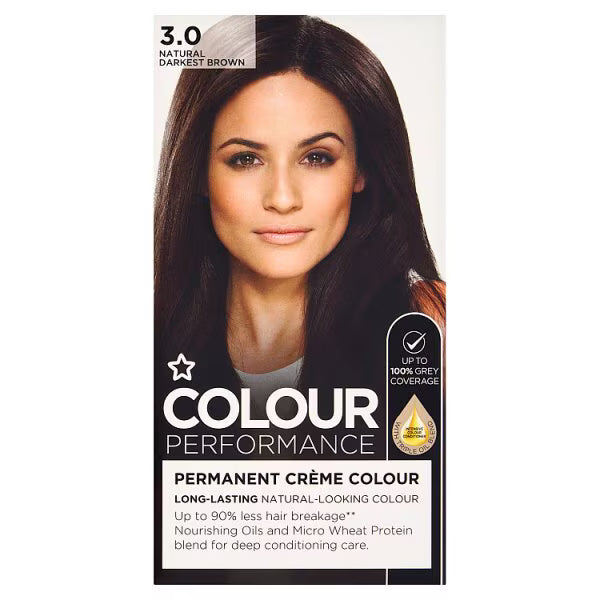 Superdrug Natural Darkest Brown hair dye (British brand)