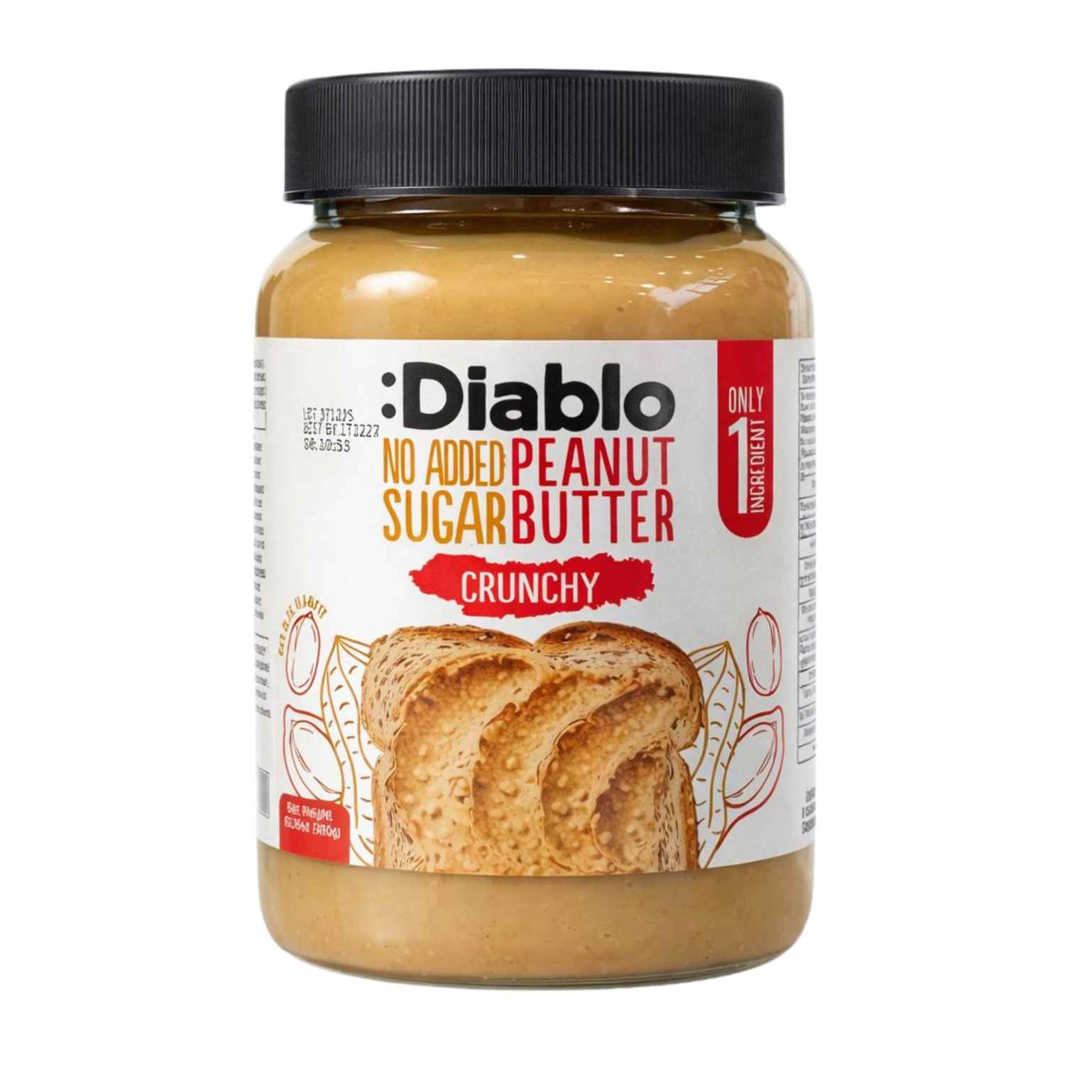 Diablo crunchy peanut butter no added sugar 350g, UK version