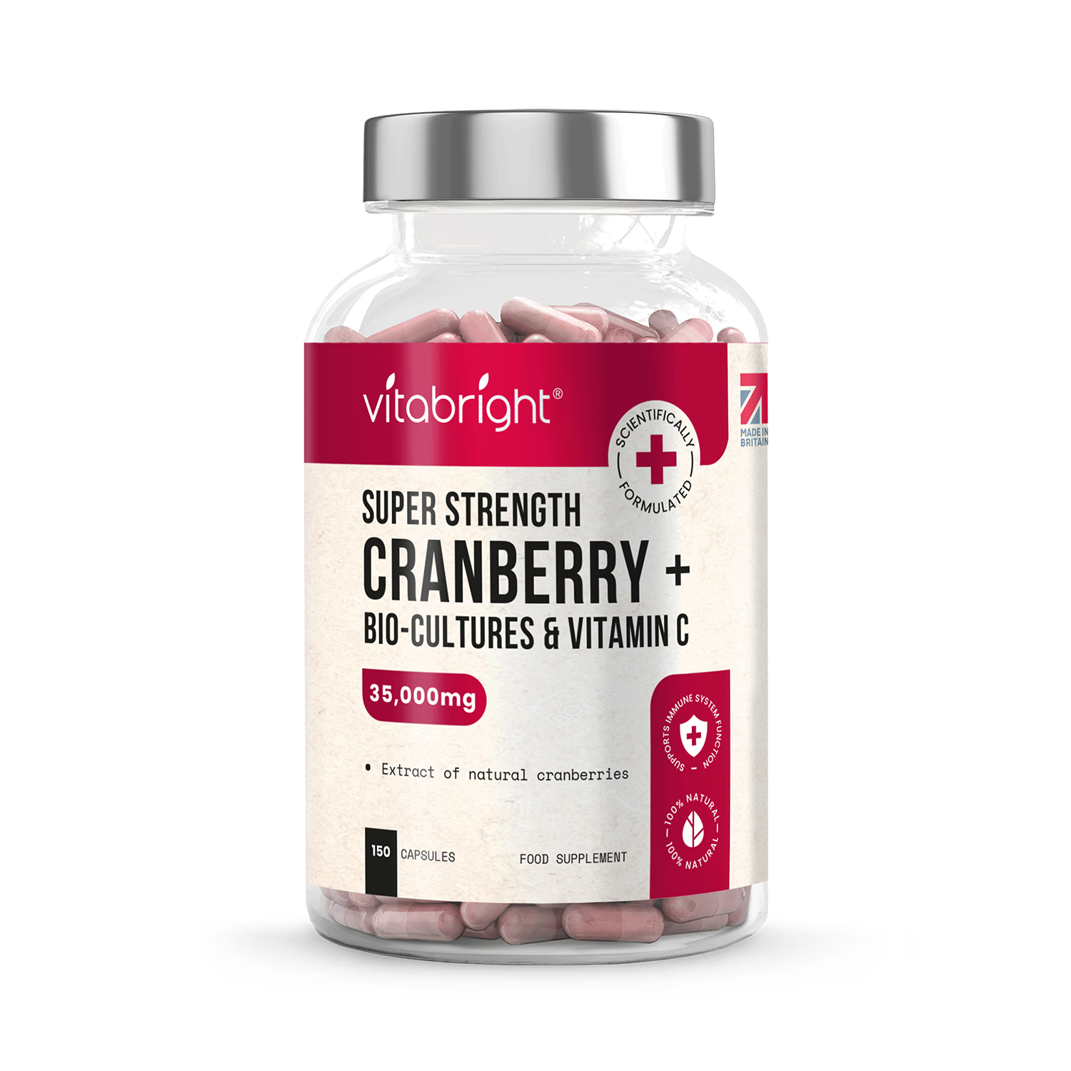 VitaBright cranberry probiotic complex 150 capsules, imported from the UK