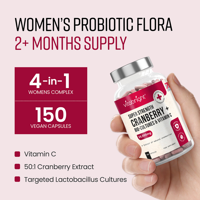 VitaBright cranberry probiotic complex 150 capsules, imported from the UK