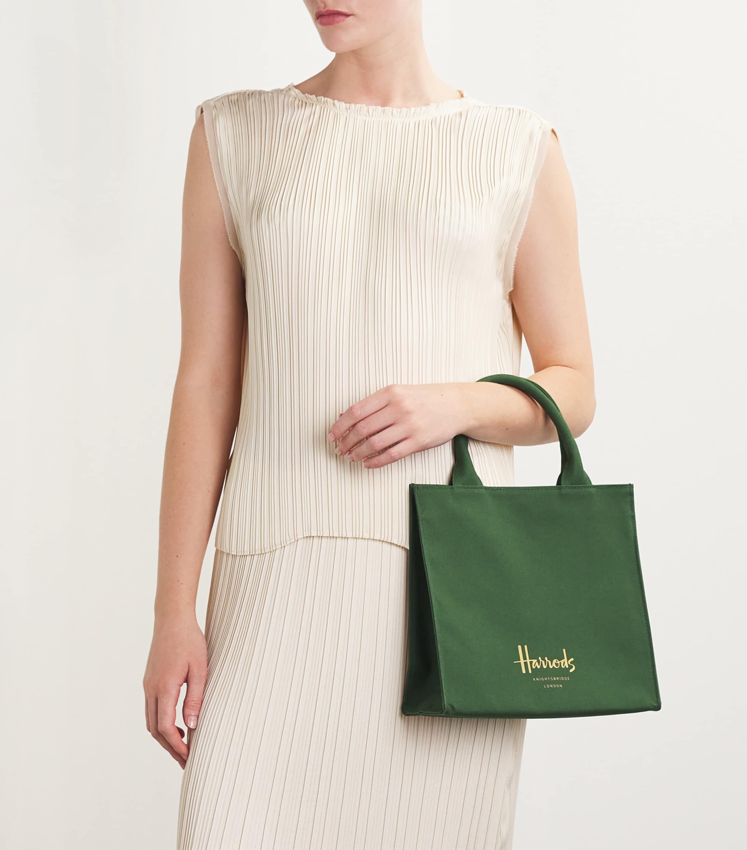 Harrods small cotton logo tote bag, UK version