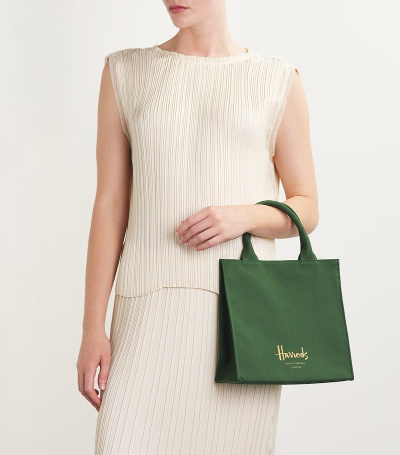 Harrods small cotton logo tote bag, UK version