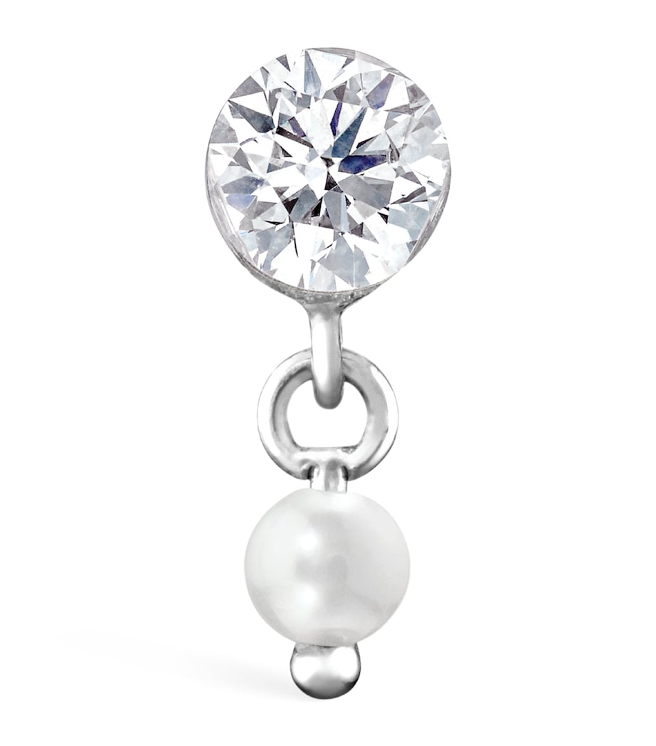 Maria Tash earring diamond and pearl dangle 3mm 2mm, UK version